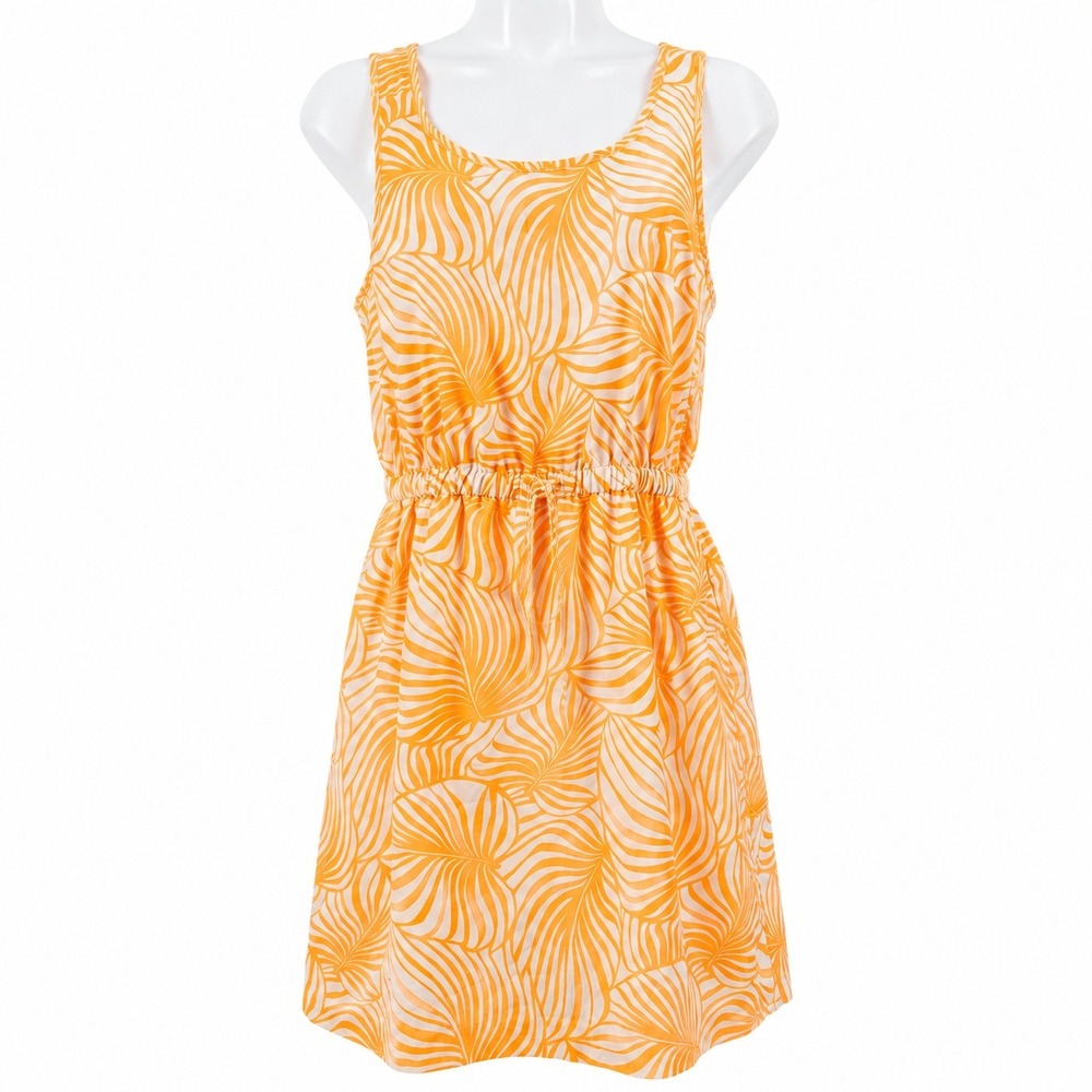 Gap Designed Crafted Mini Dress XS Orange Tropical Palm Sleeveless Beach Resort
